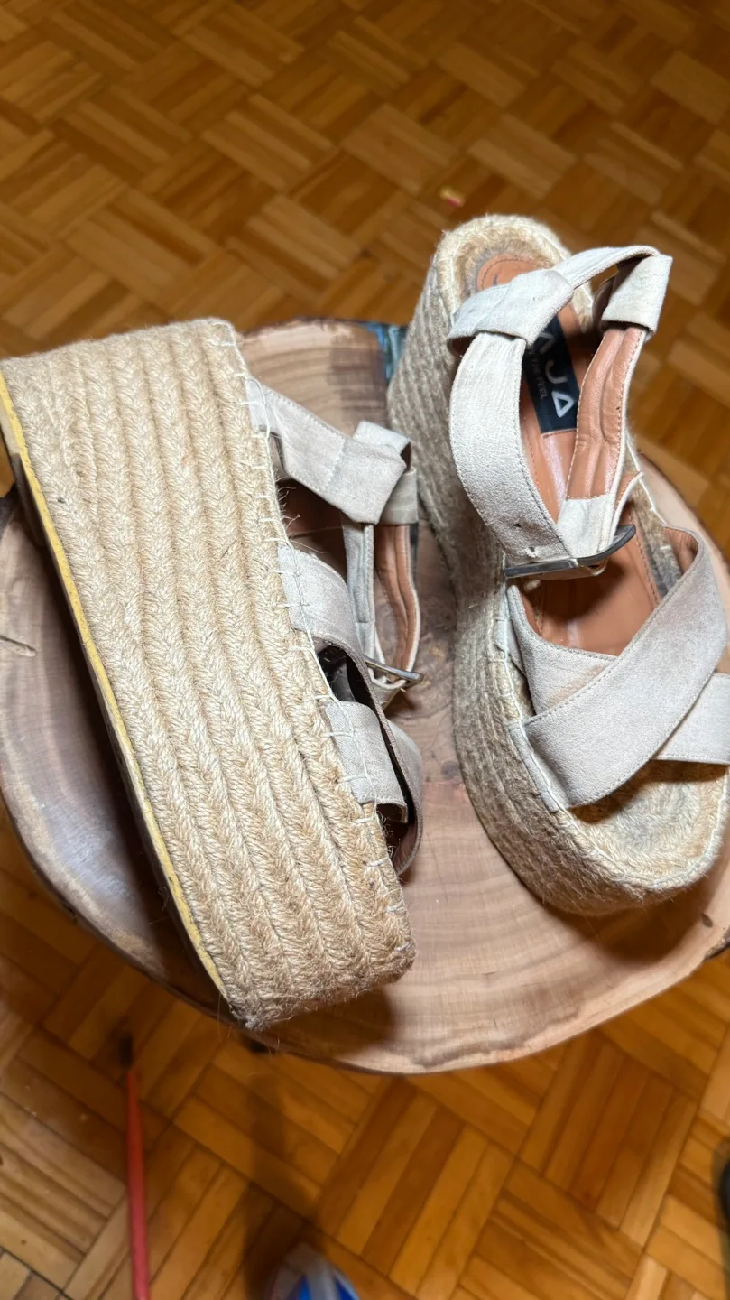 Nude Suede Espadrille Wedge Sandals thumbnail