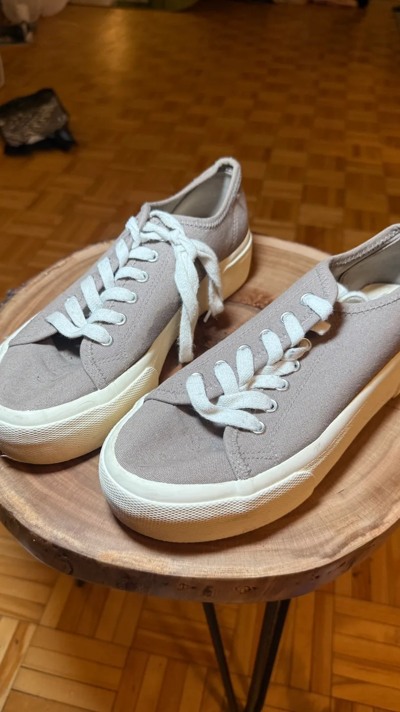 Women's Grey Platform Canvas Sneakers thumbnail