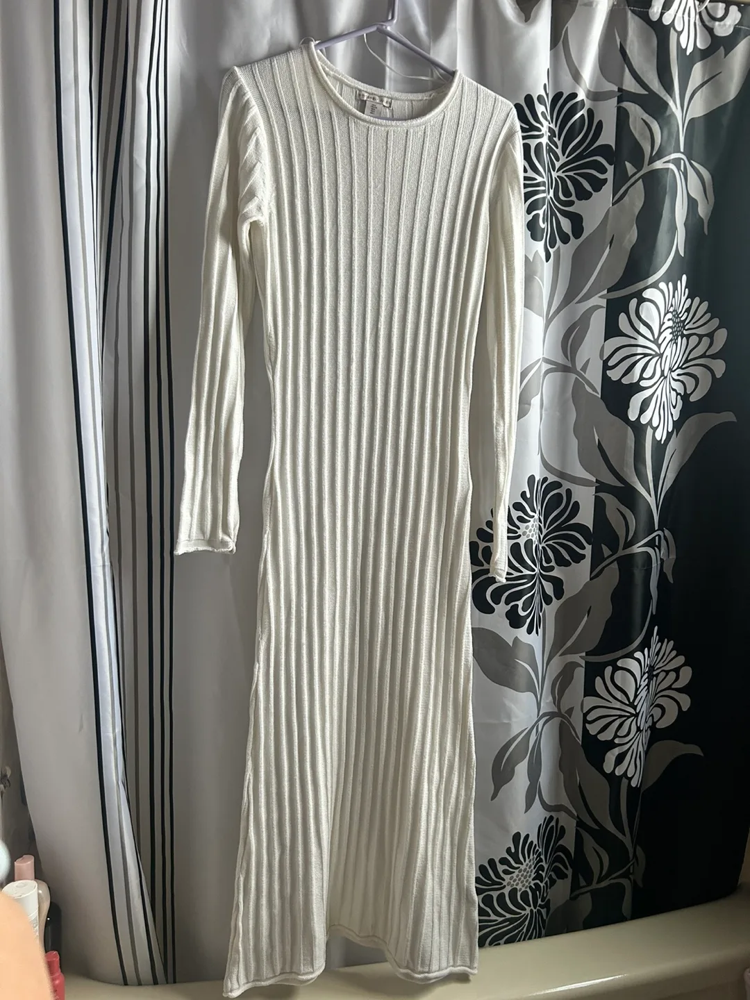 Sincerely Jules White Ribbed Knit Midi Dress - Size L image indicator(3)