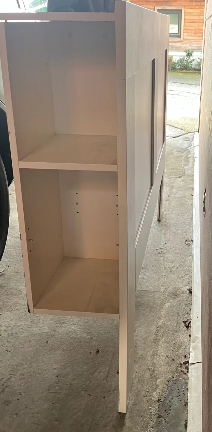 IKEA White Queen Headboard with Built-in Shelves image indicator(3)