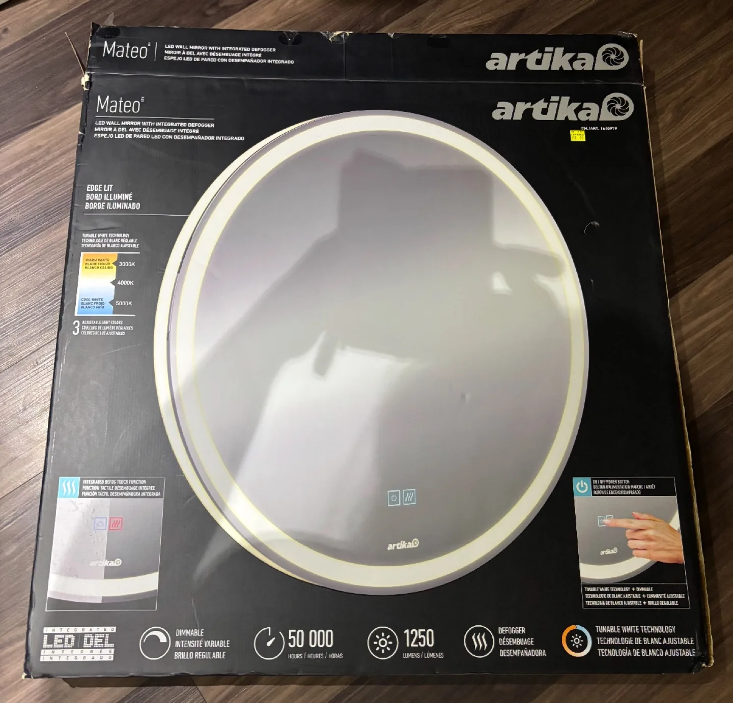 REDUCED! NEW Artika Mateo LED Lighted Round Wall Mirror image indicator(5)