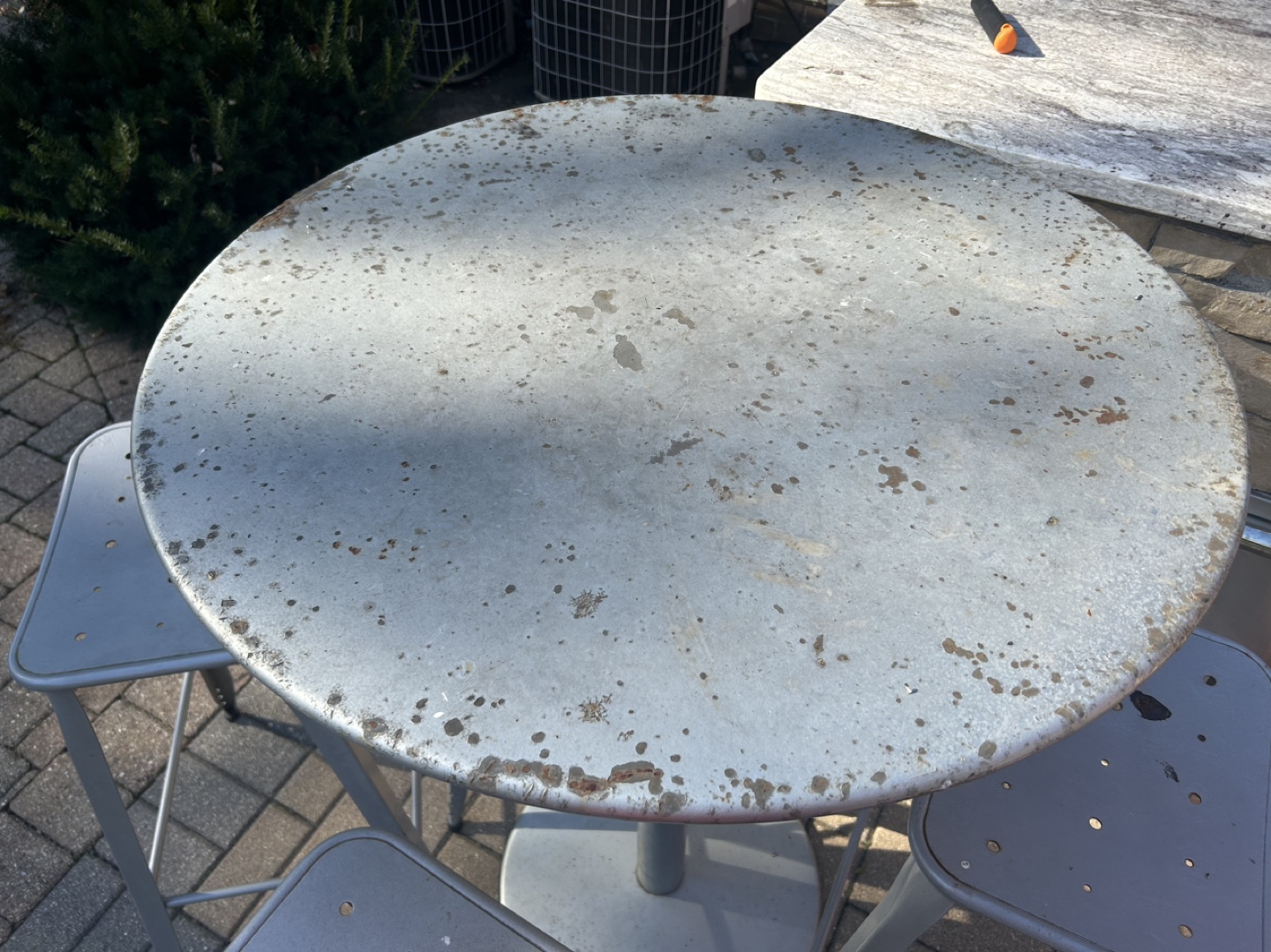 Outdoor Metal Patio Table and Four Stools Set - photo 2