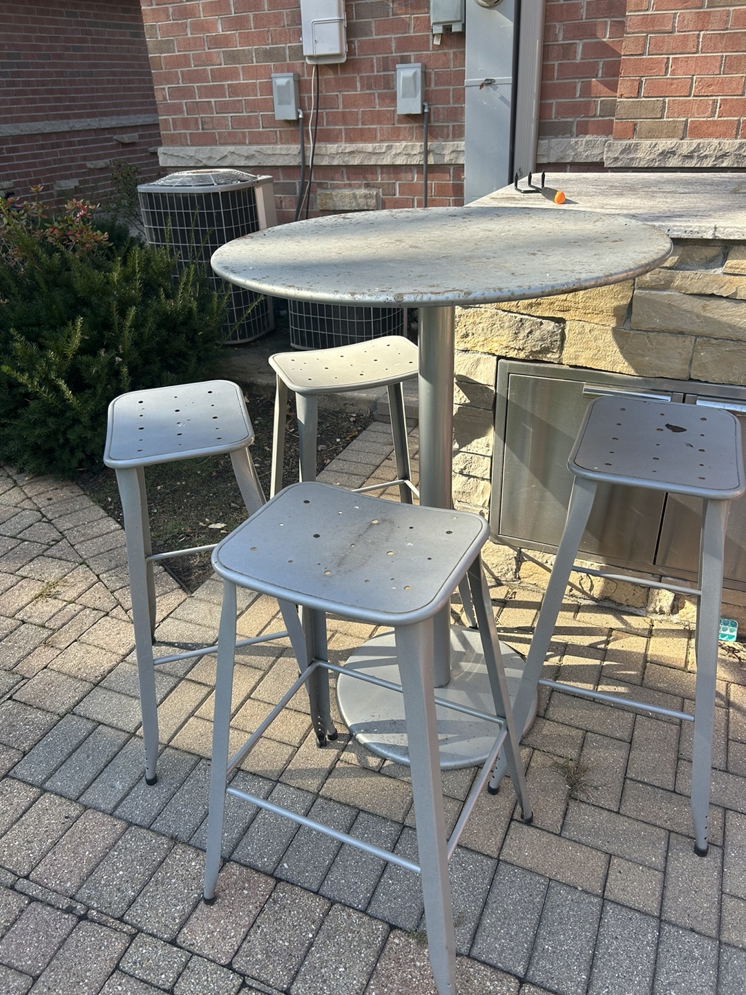 Outdoor Metal Patio Table and Four Stools Set - photo 3