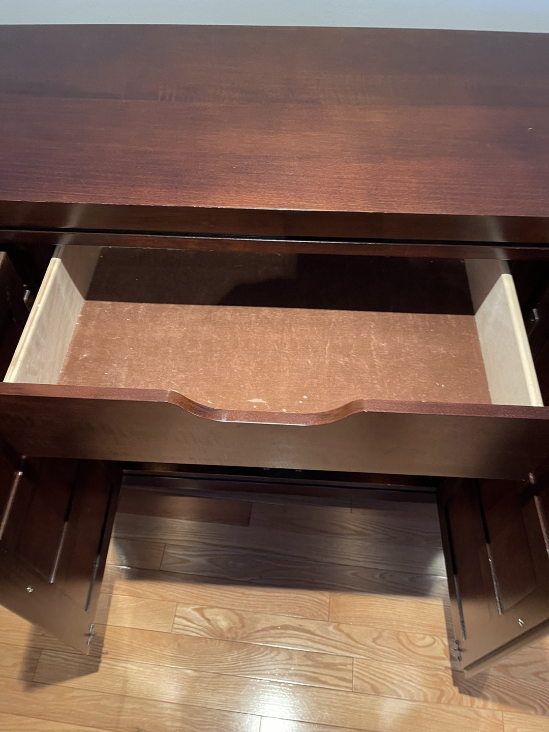Dark Brown Wood Buffet/Sideboard with Glass Doors - photo 5