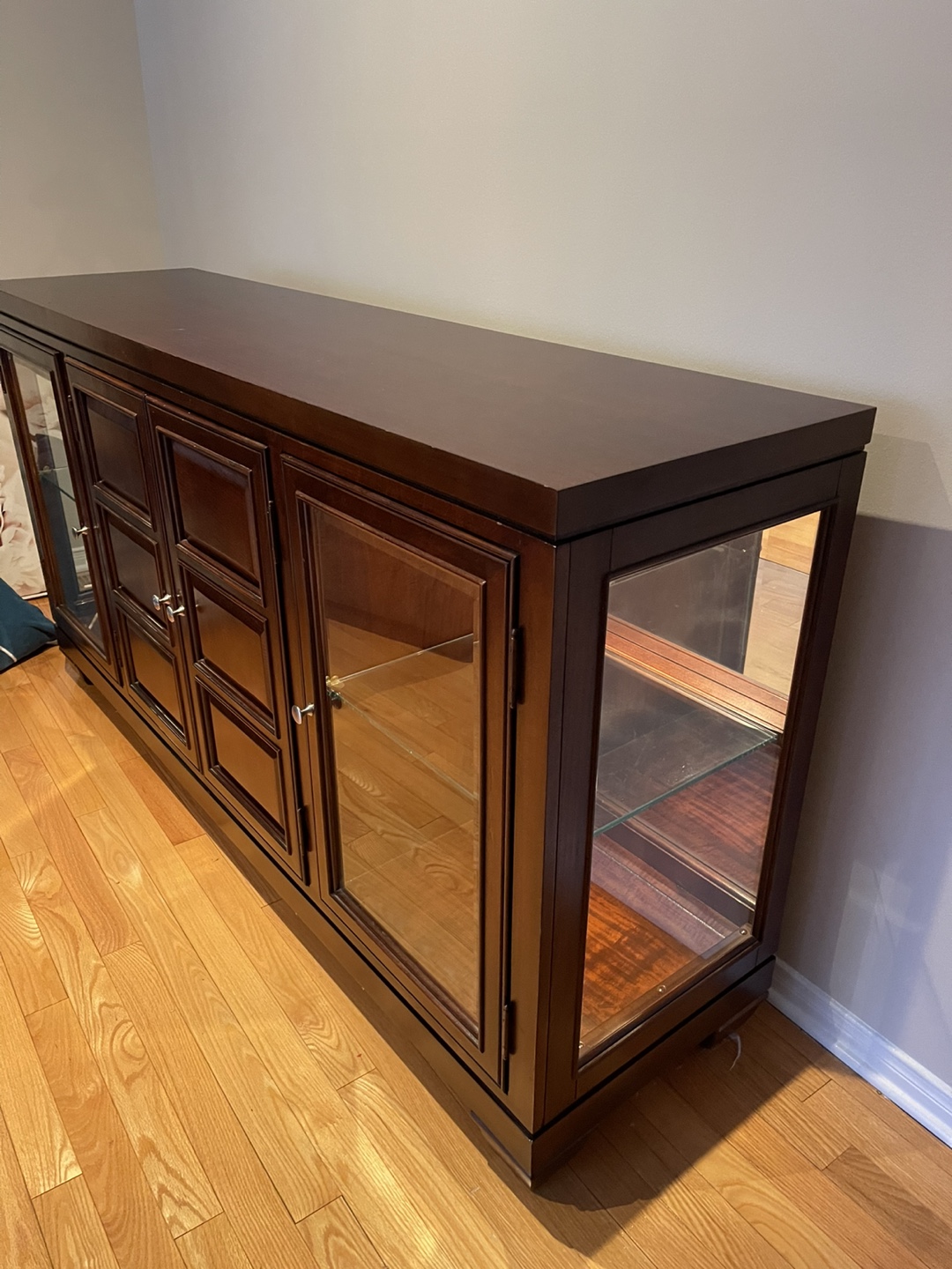 Dark Brown Wood Buffet/Sideboard with Glass Doors - photo 2