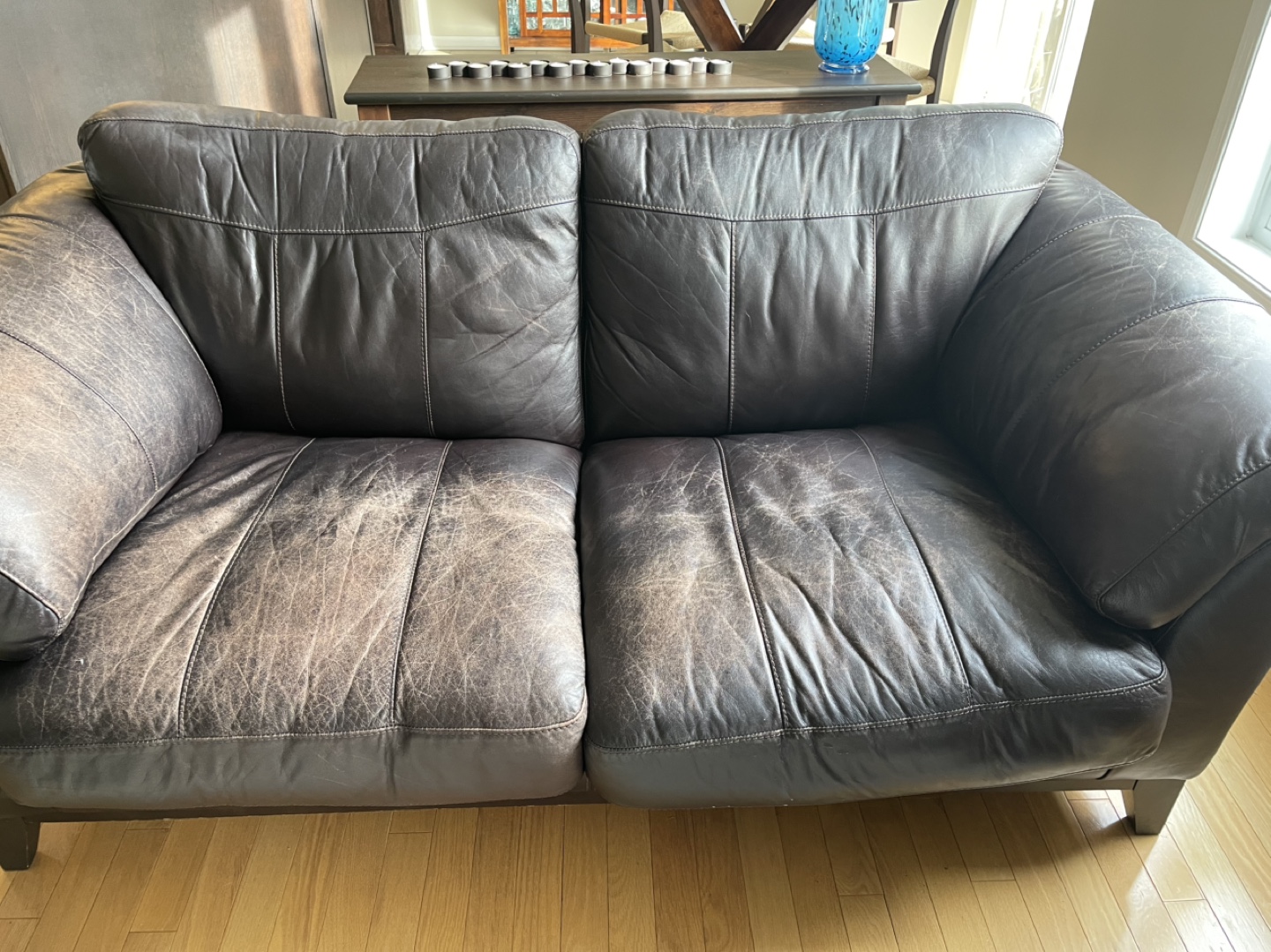 Brown Leather Loveseat - photo 2
