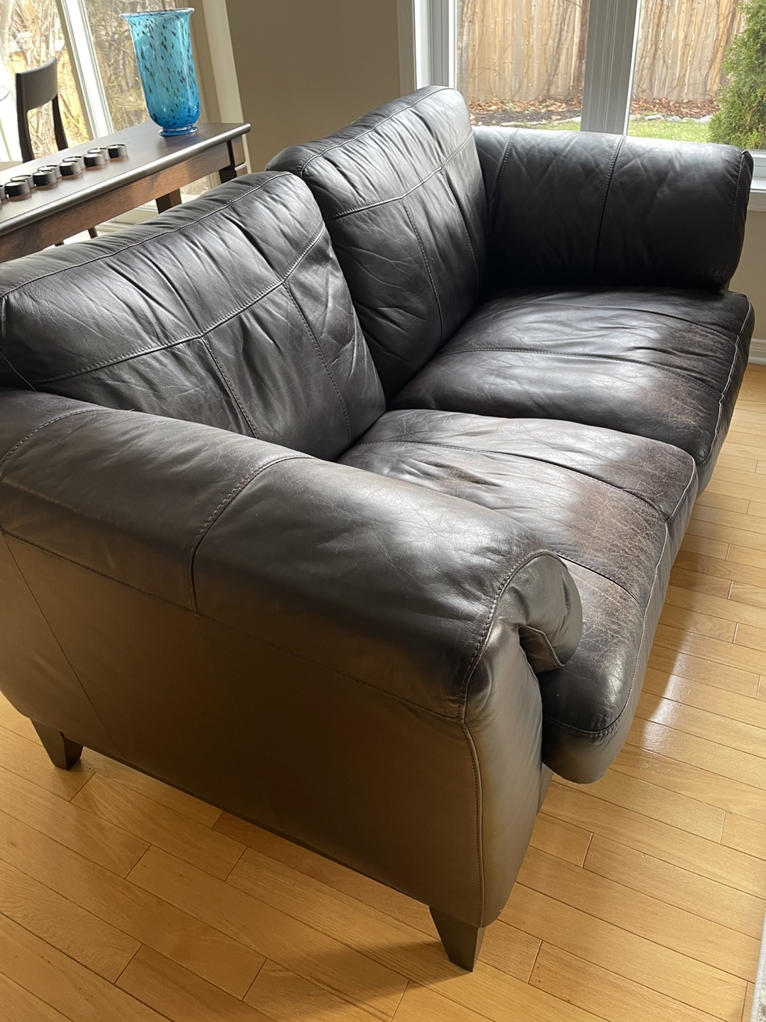 Brown Leather Loveseat