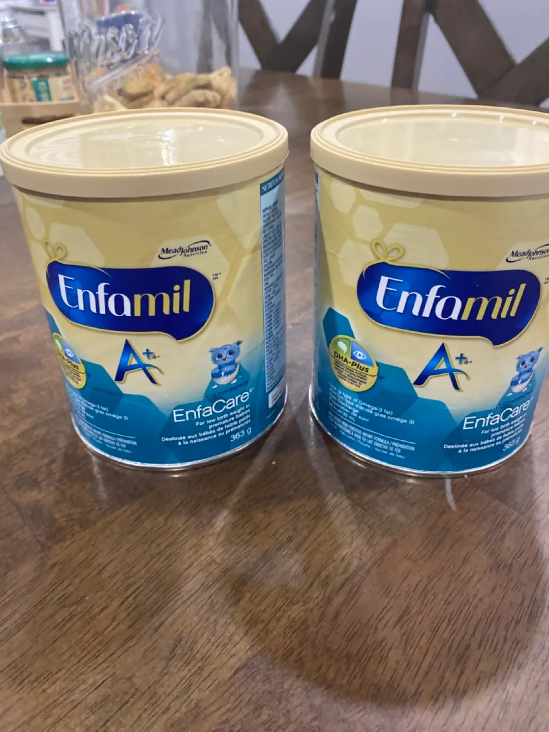 Two cans of Enfamil A+ EnfaCare infant formula thumbnail