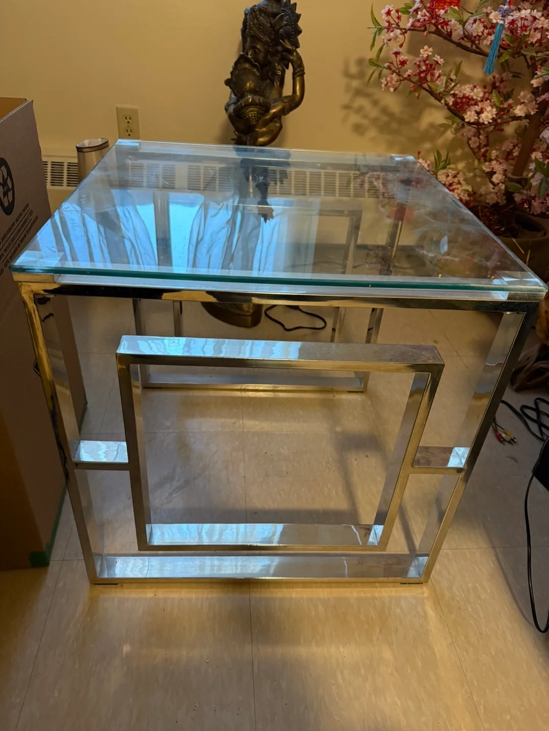 Glass Top Metal Frame Square Coffee Table thumbnail