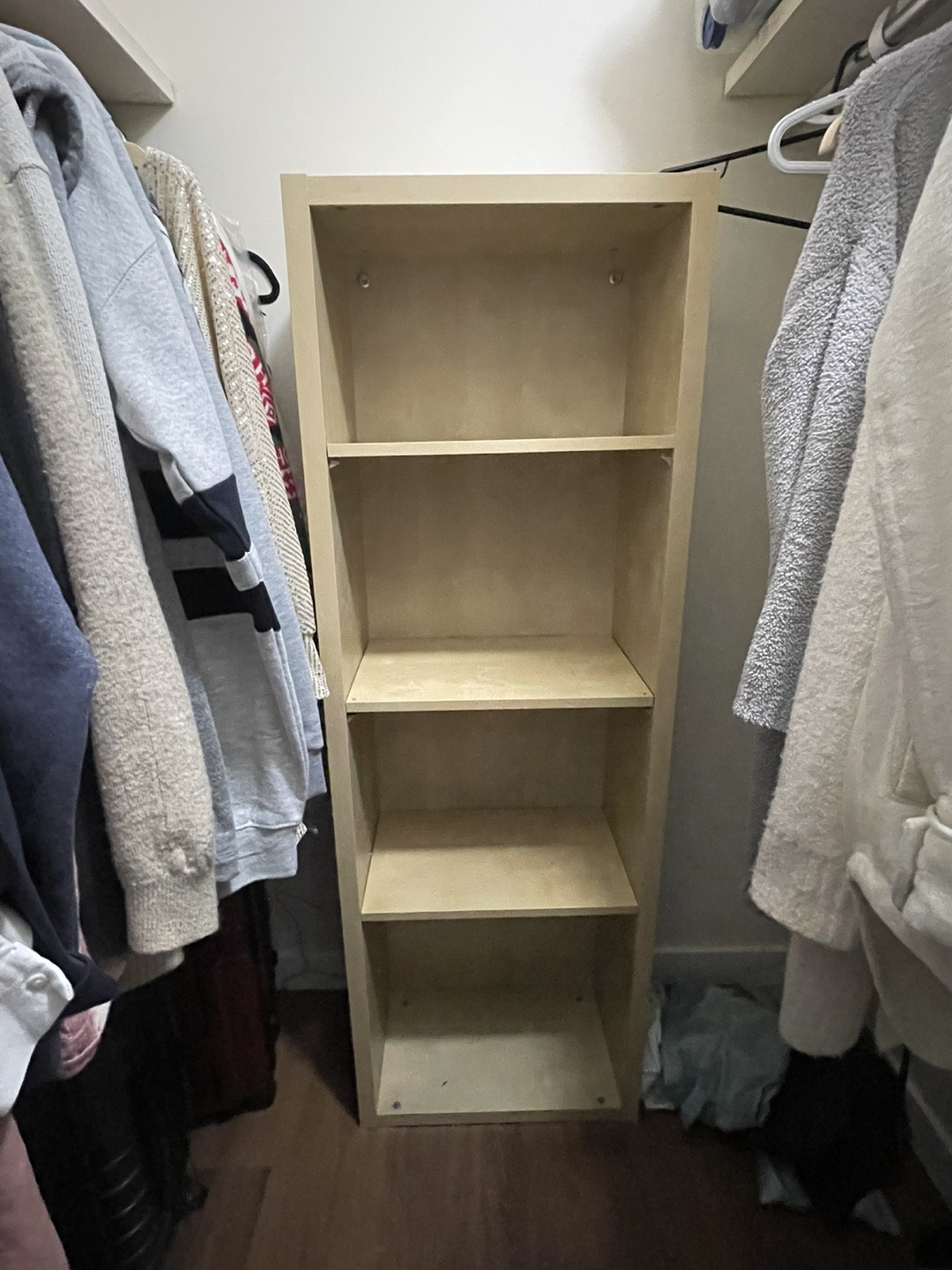 Four-shelf light beige bookcase