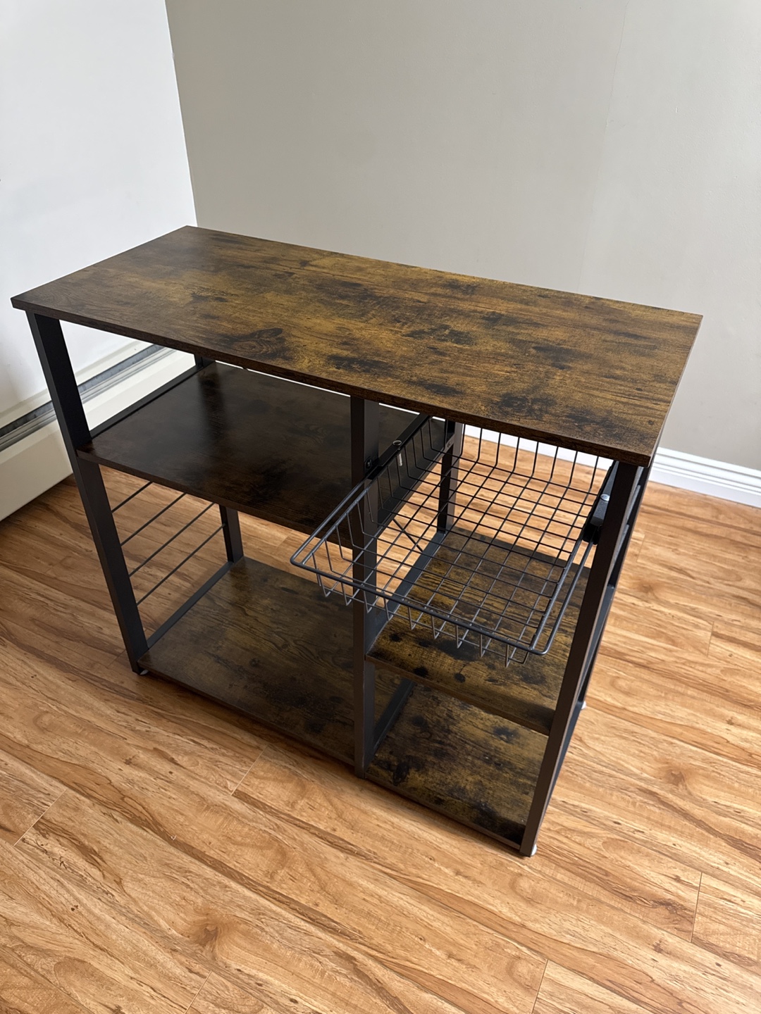 Rustic Brown Kitchen Cart with Metal Frame - photo 2