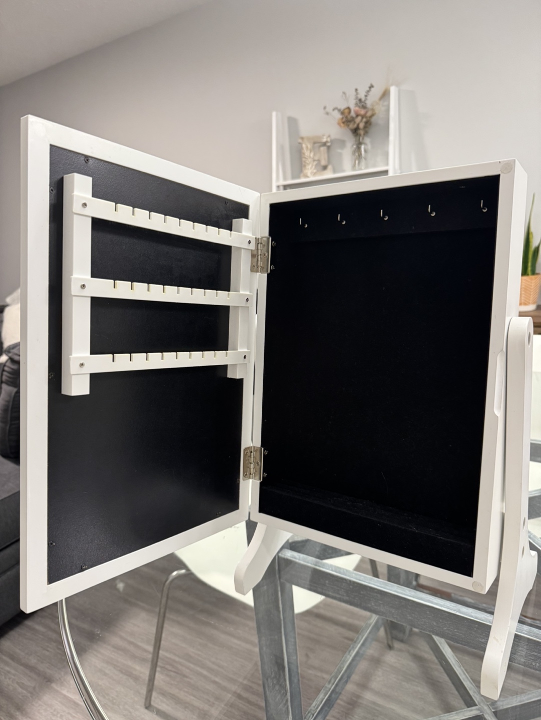 White Wooden Jewellery Armoire with Mirror - photo 2