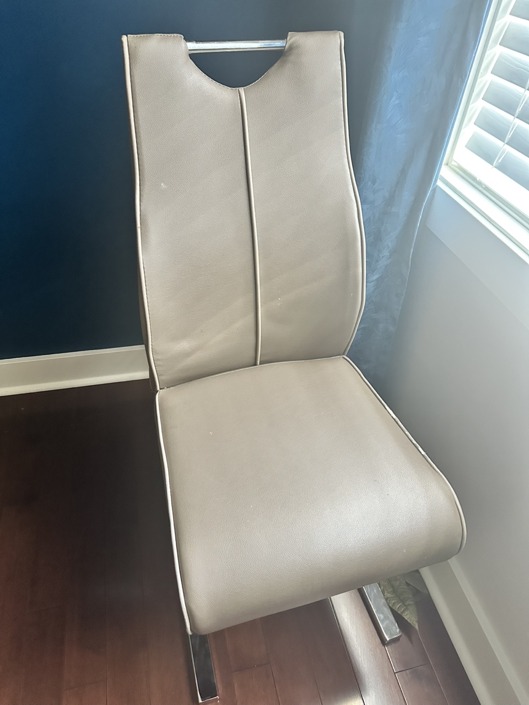 Set of Four Modern Dining Chairs - Taupe Faux Leather
