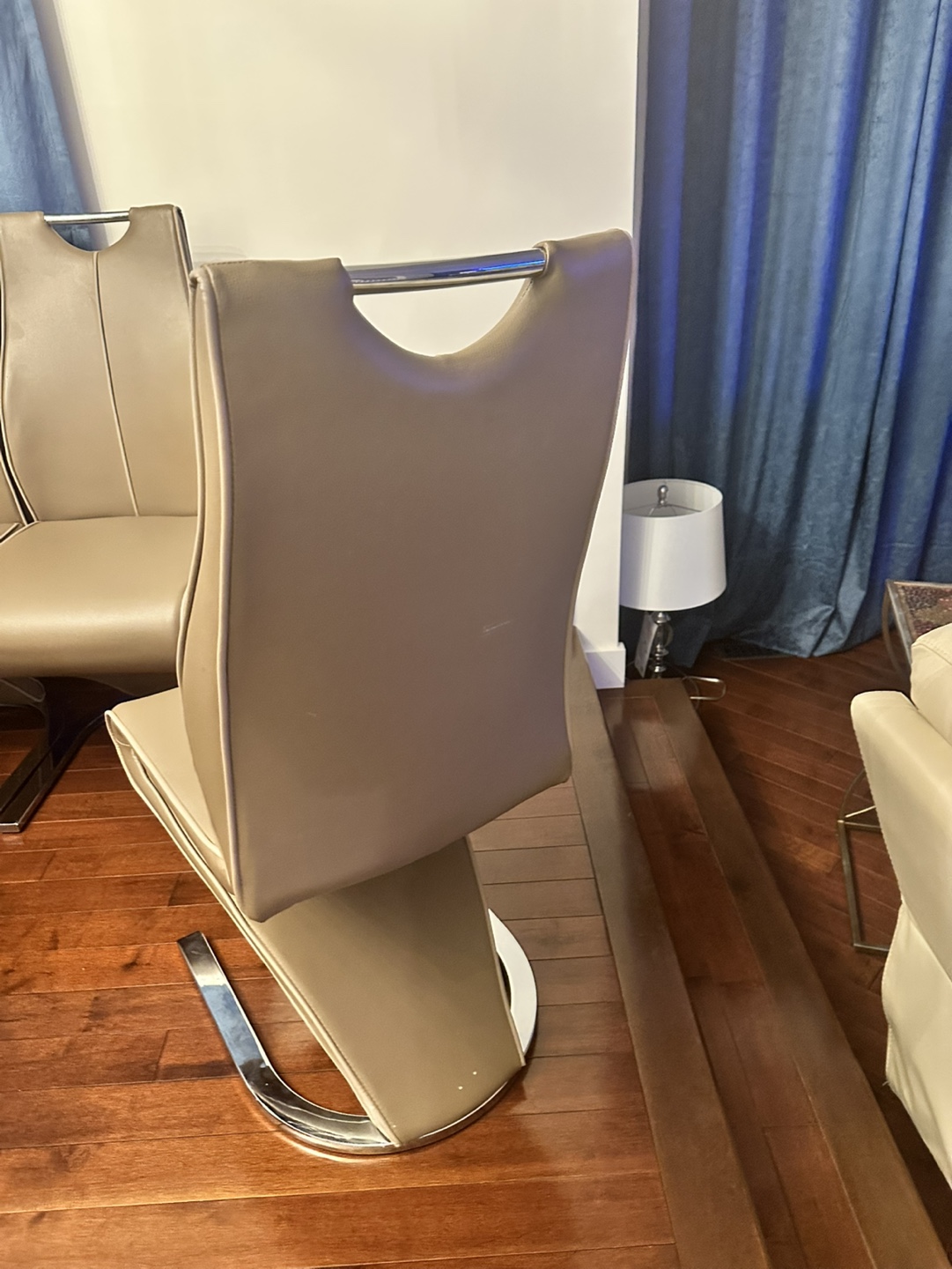Set of Four Modern Dining Chairs - Taupe Faux Leather - photo 5