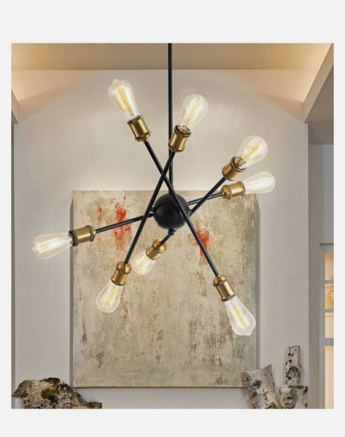 6-Light Sputnik Chandelier, Black and Gold - photo 2