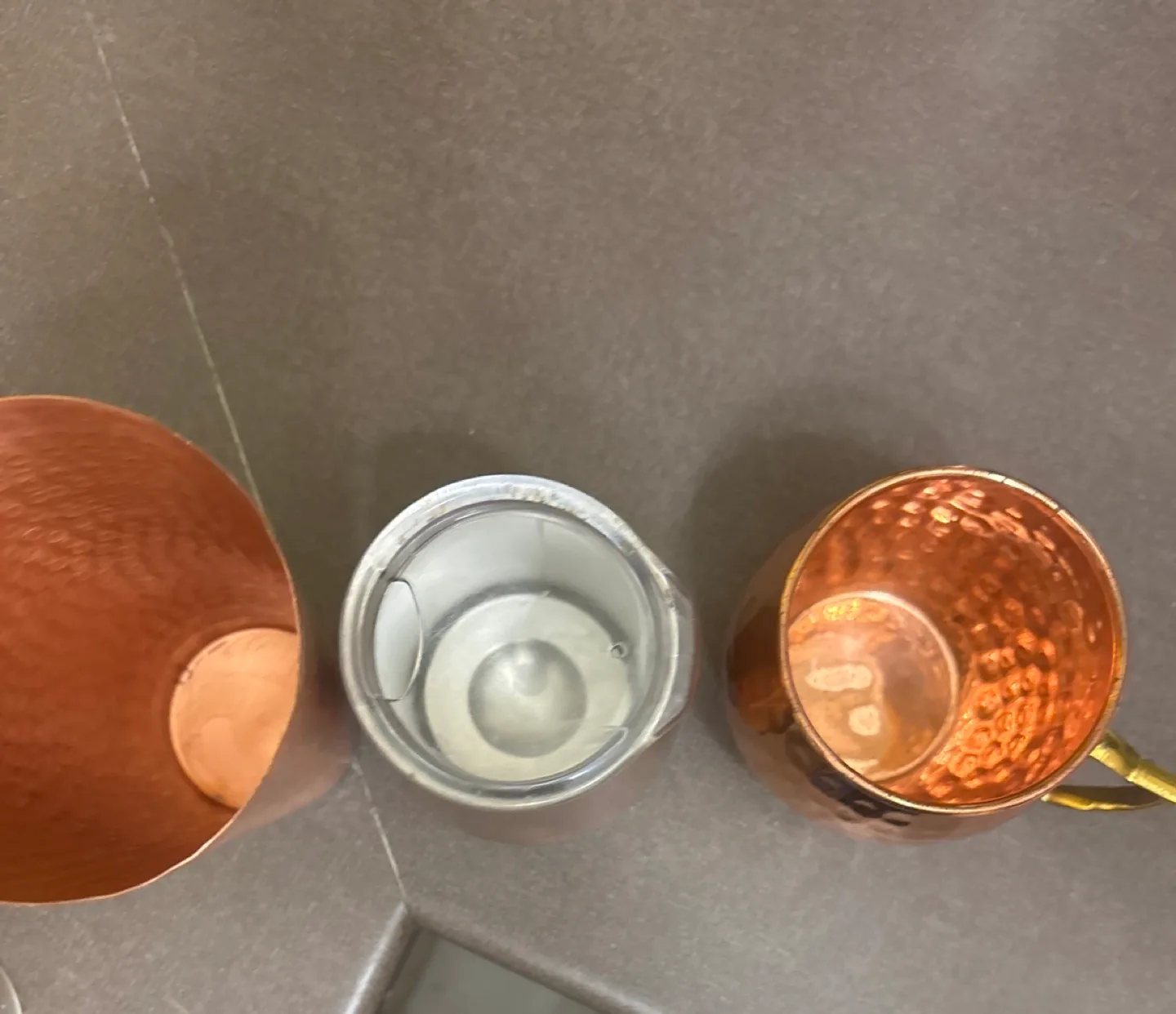 Set of three copper mugs image indicator(2)