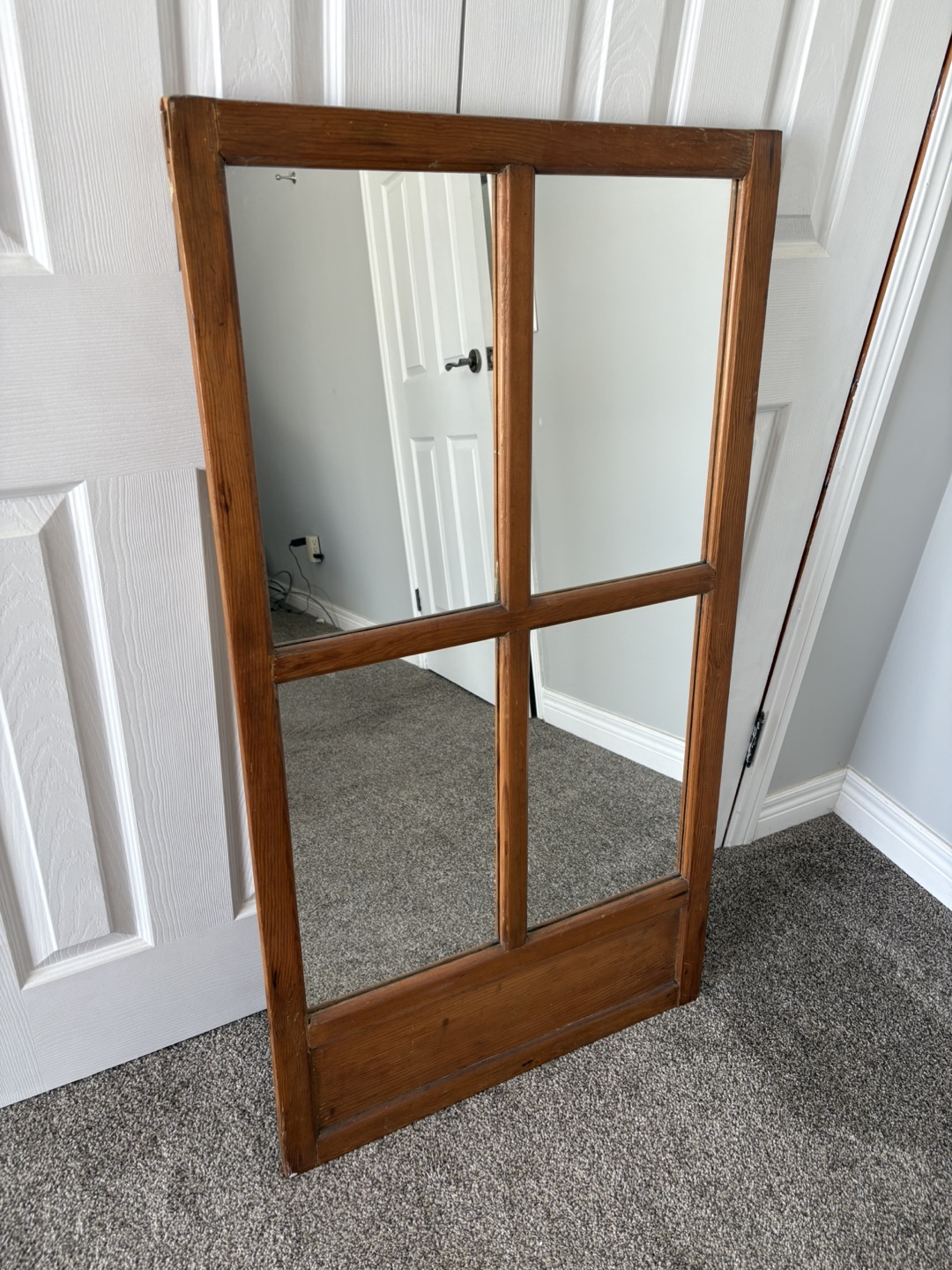 Vintage Wooden Rectangular 4 Panel Mirror - photo 2