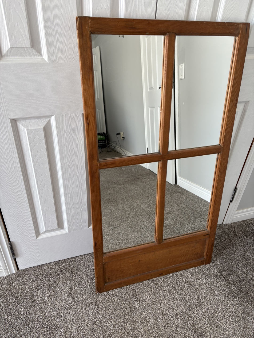 Vintage Wooden Rectangular 4 Panel Mirror