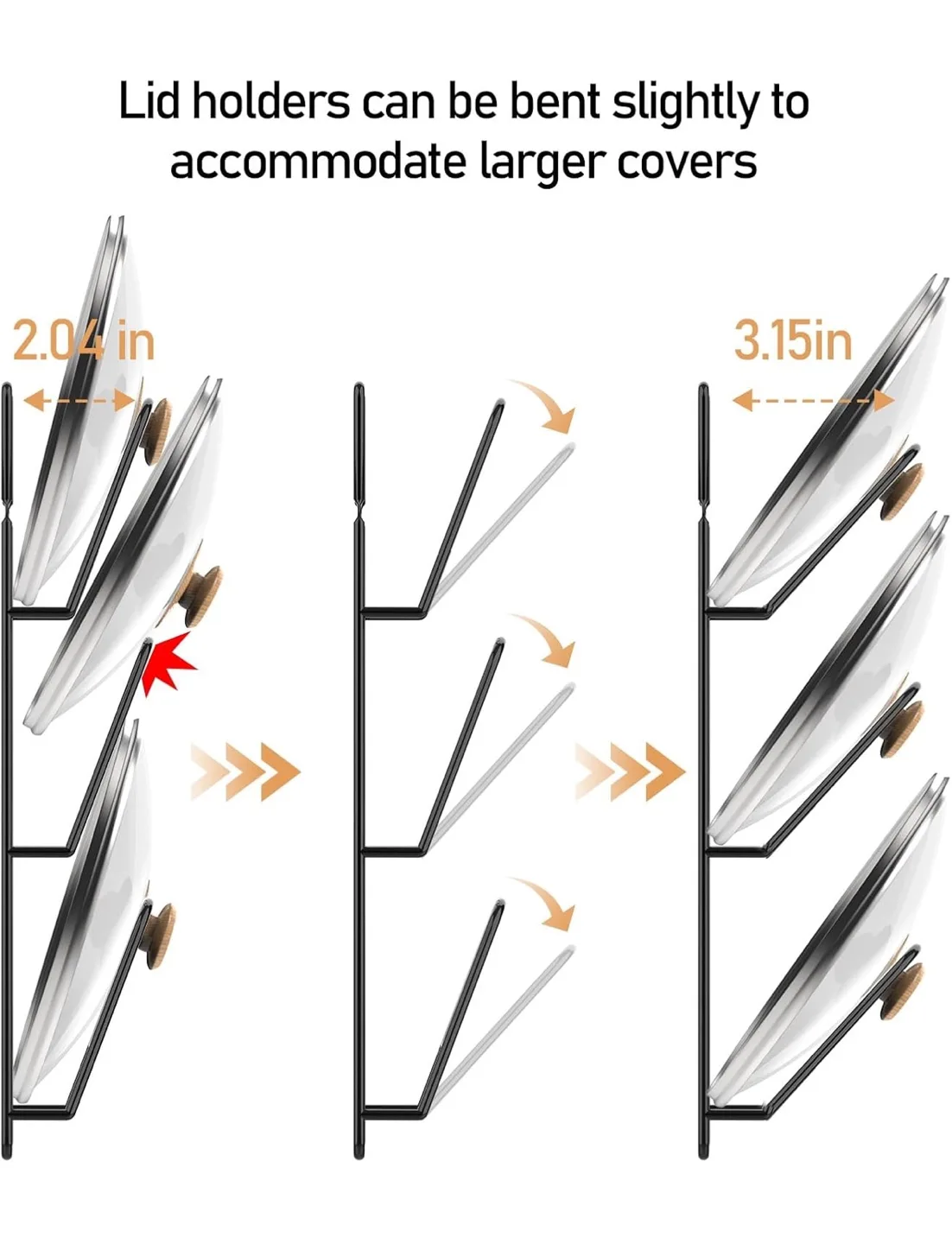 New Wall-Mounted Pot Lid Organiser - 3 Tier Rack image indicator(3)