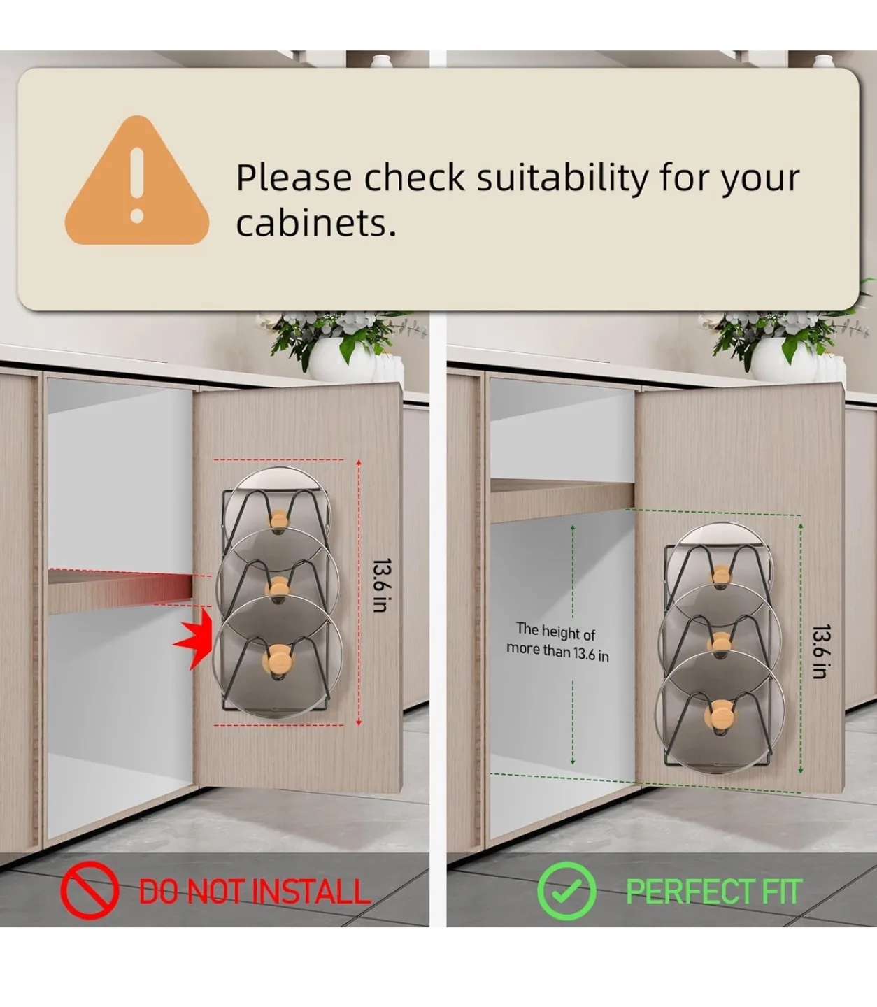 New Wall-Mounted Pot Lid Organiser - 3 Tier Rack image indicator(2)