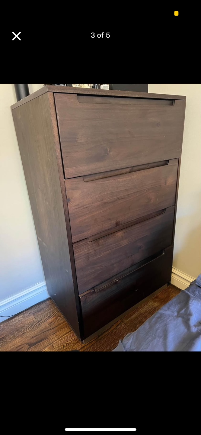 Dark Brown Wooden 4-Drawer Chest