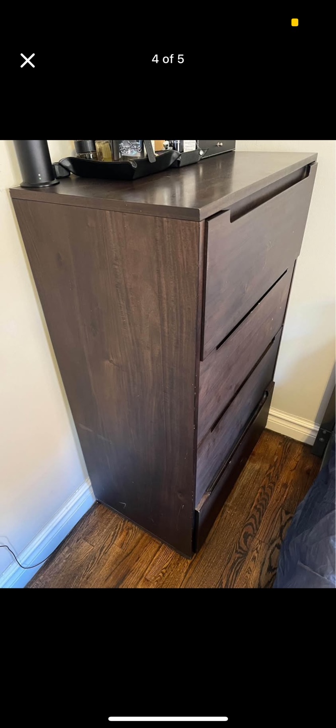 Dark Brown Wooden 4-Drawer Chest - photo 3