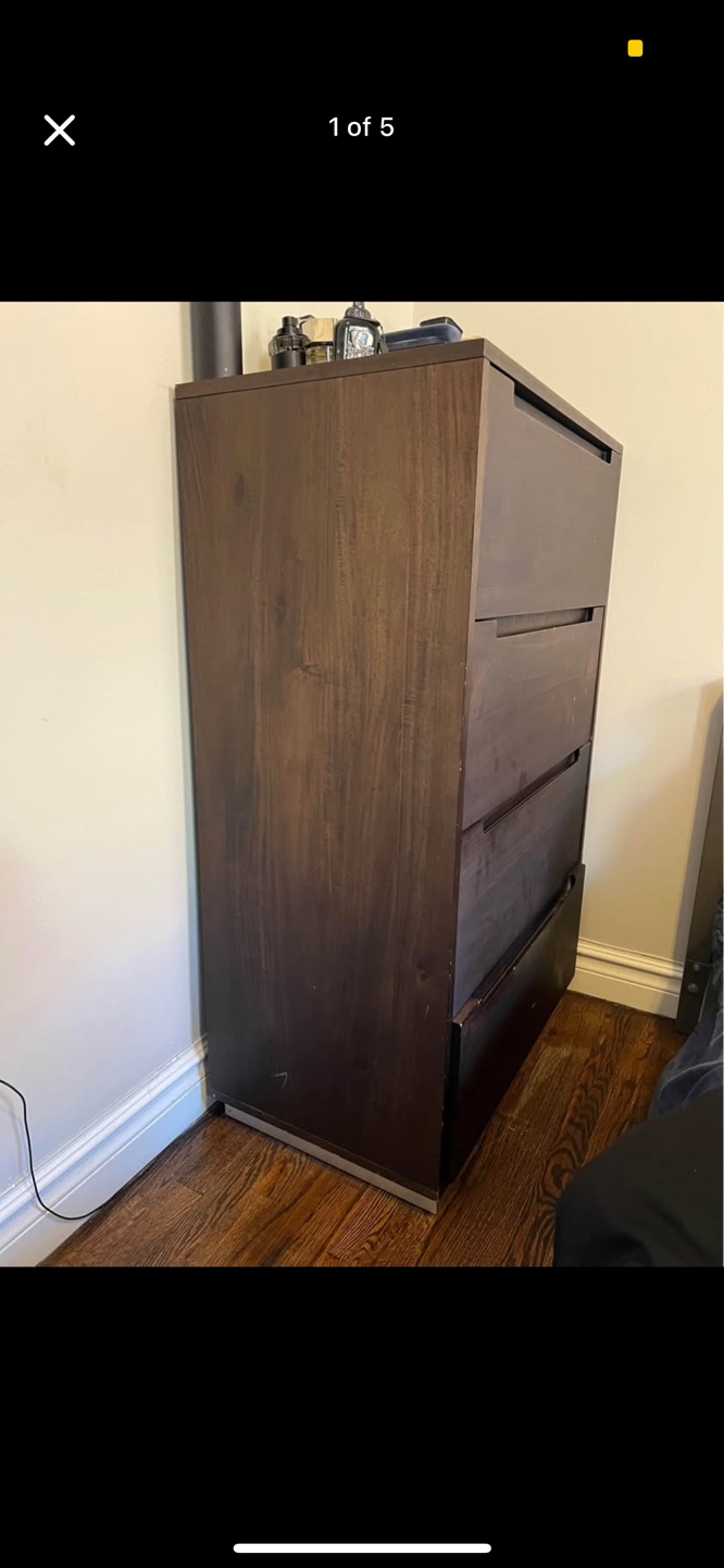 Dark Brown Wooden 4-Drawer Chest - photo 2