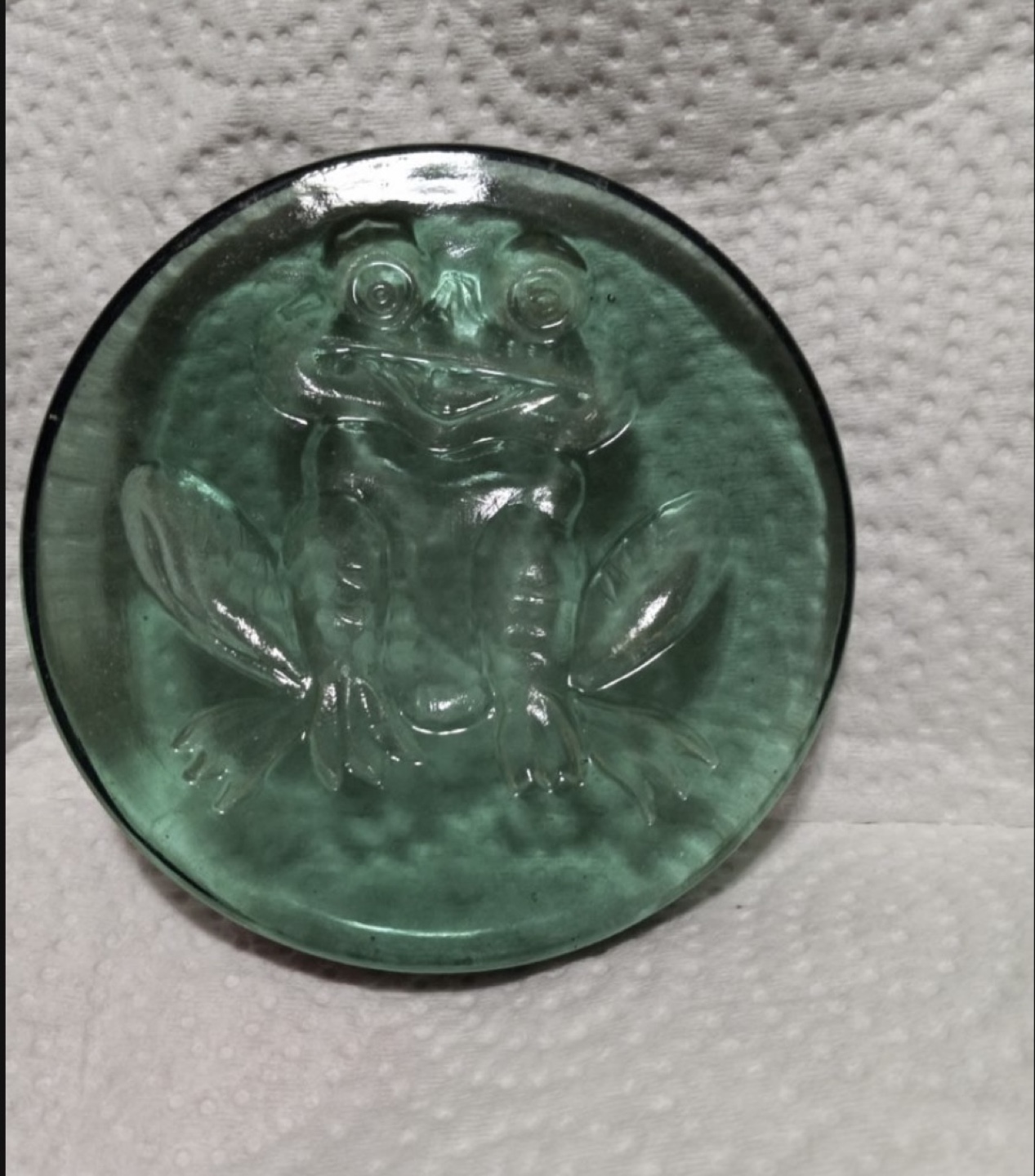 Vintage Green Glass Frog Paperweight