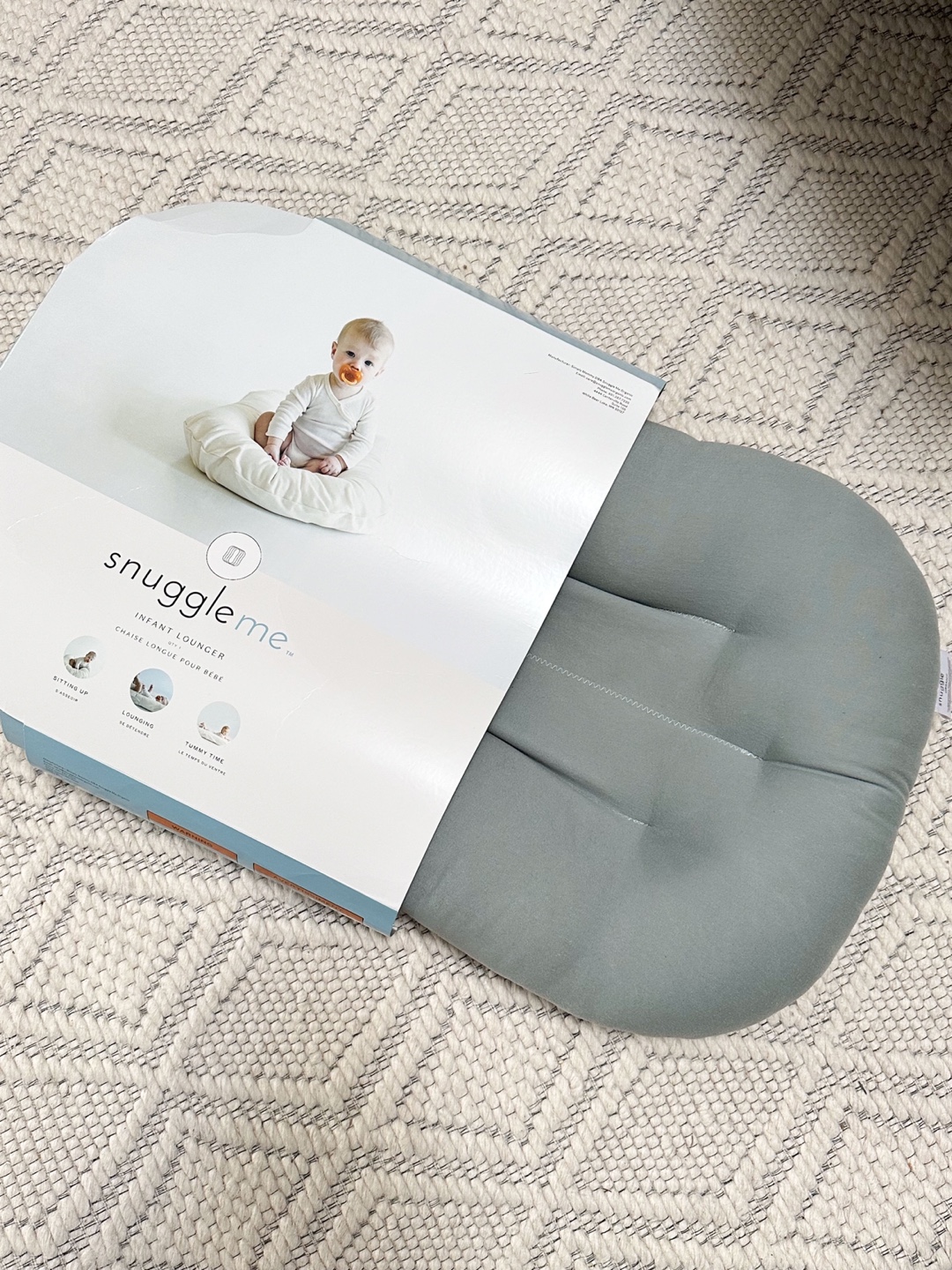 SnuggleMe Organic Cotton Infant Lounger - Sage