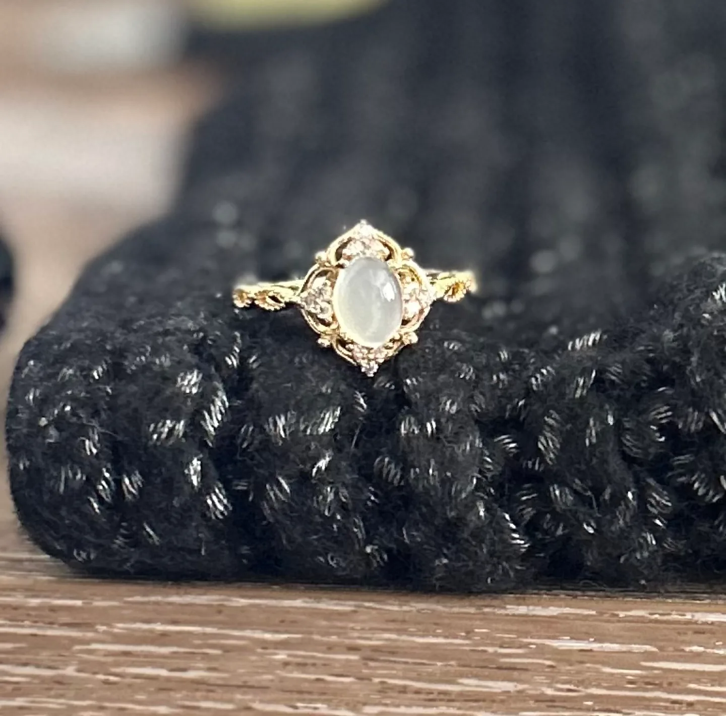 Gold Colour Ring with Oval Stone image indicator(2)