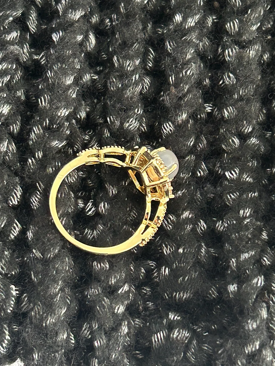 Gold Colour Ring with Oval Stone image indicator(3)