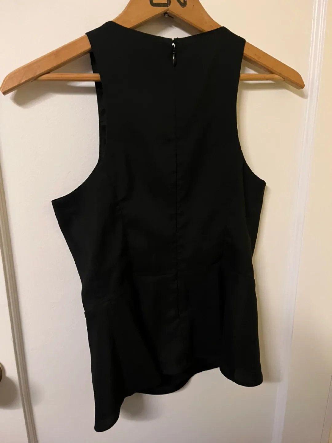 Sleeveless Black Peplum Top, Size XS image indicator(2)