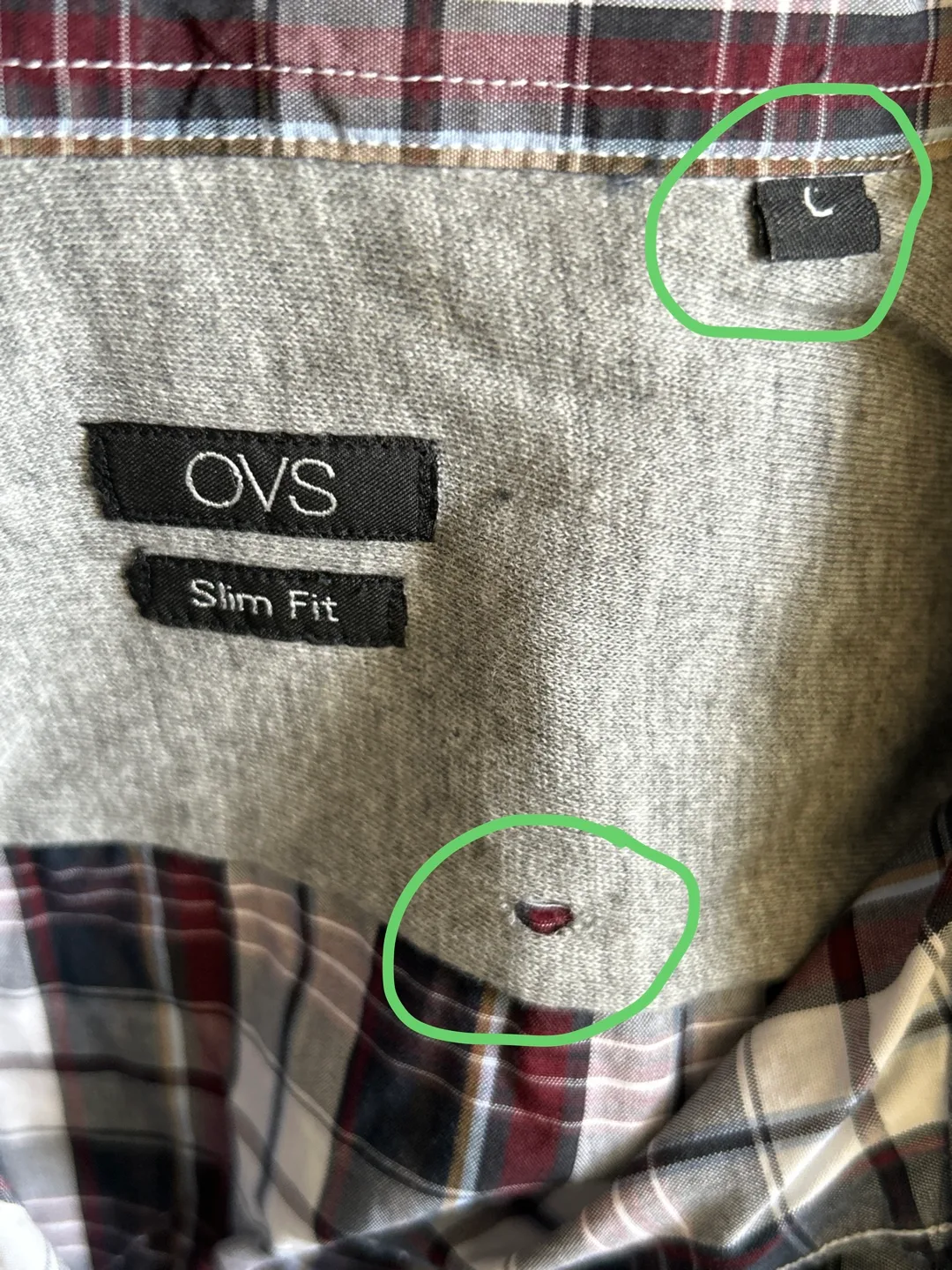 OVS Men's Slim Fit Long Sleeve Plaid Shirt image indicator(5)