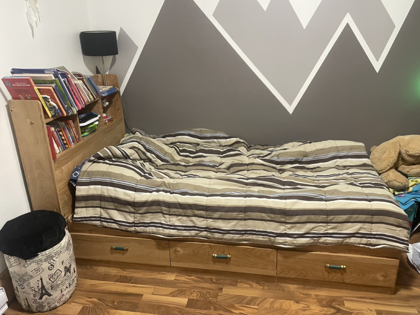 Kids Twin-Size Bed with Headboard Bookshelves and Drawers - photo 2