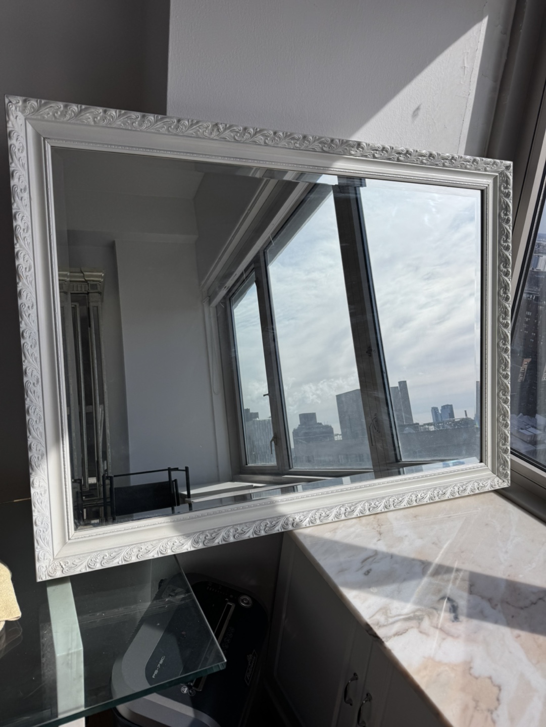 Large White Framed Mirror - photo 2
