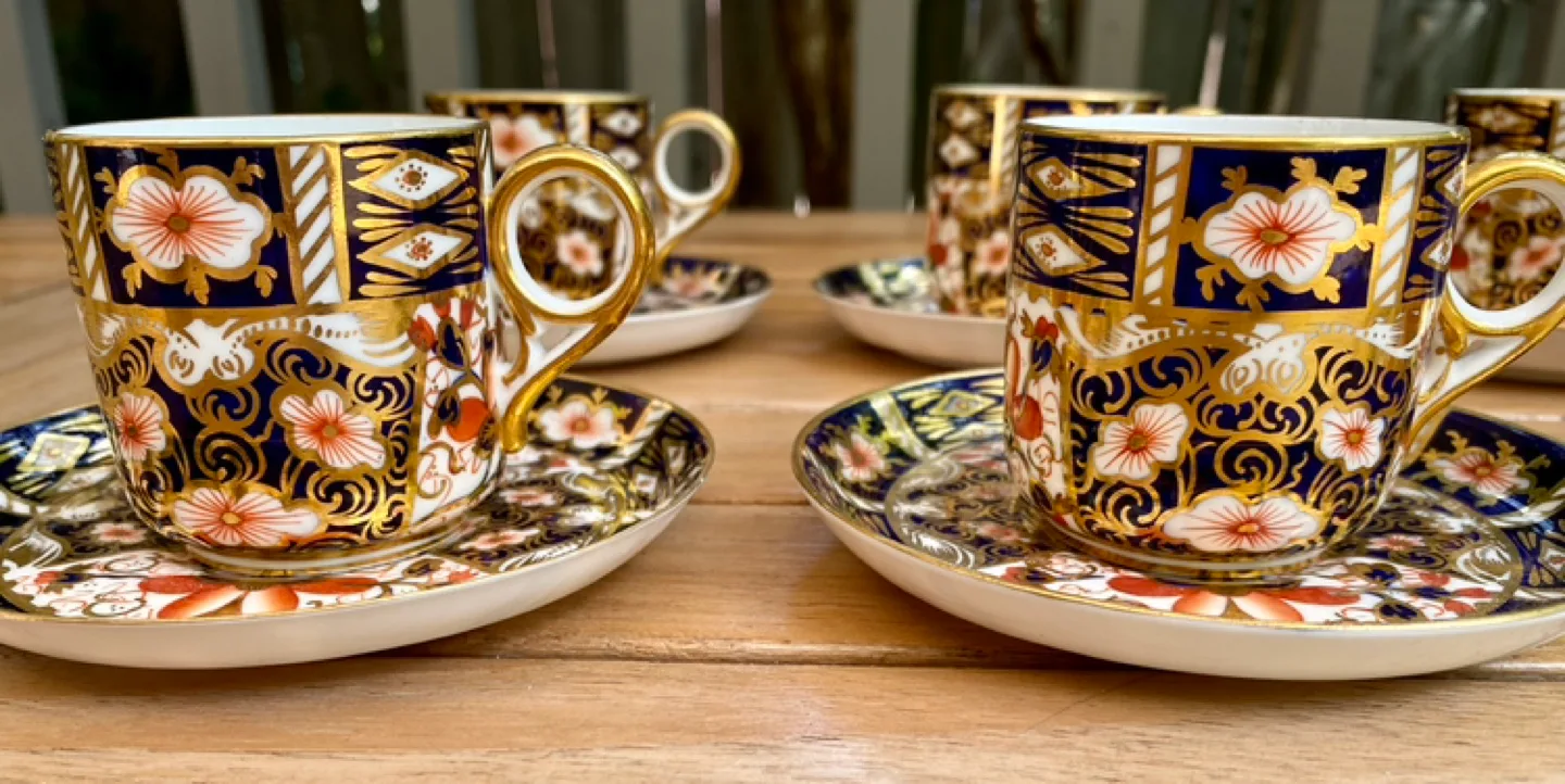 EARLY1900’s Royal Crown Derby Imari 2451 demitasse cups/saucers image indicator(6)