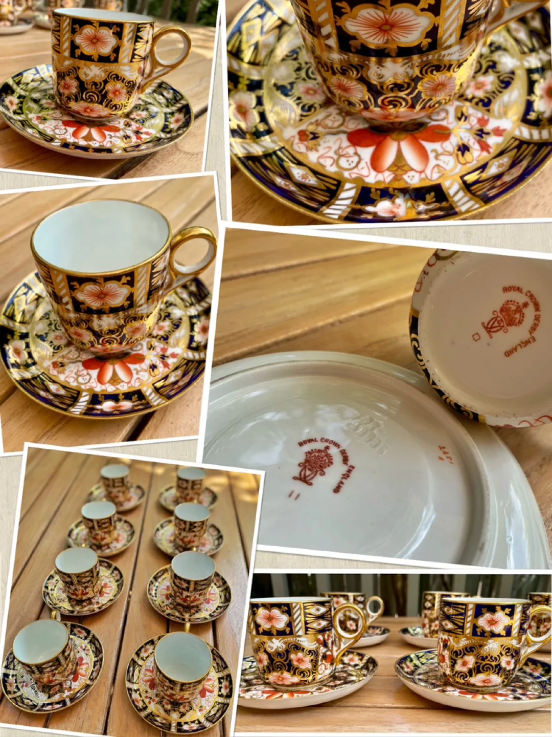 EARLY1900’s Royal Crown Derby Imari 2451 demitasse cups/saucers image indicator(10)
