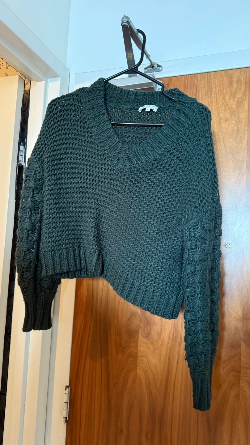 NAE NAE Paris Green Cropped Knit Sweater - Size Small thumbnail