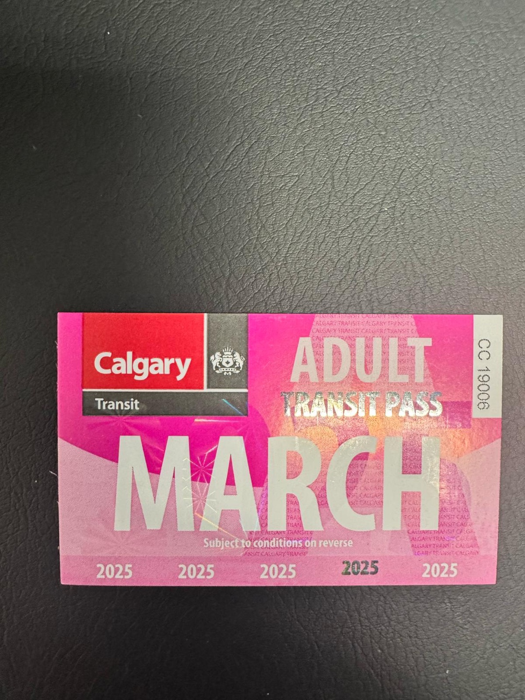 Calgary Transit Adult March 2025 Pass