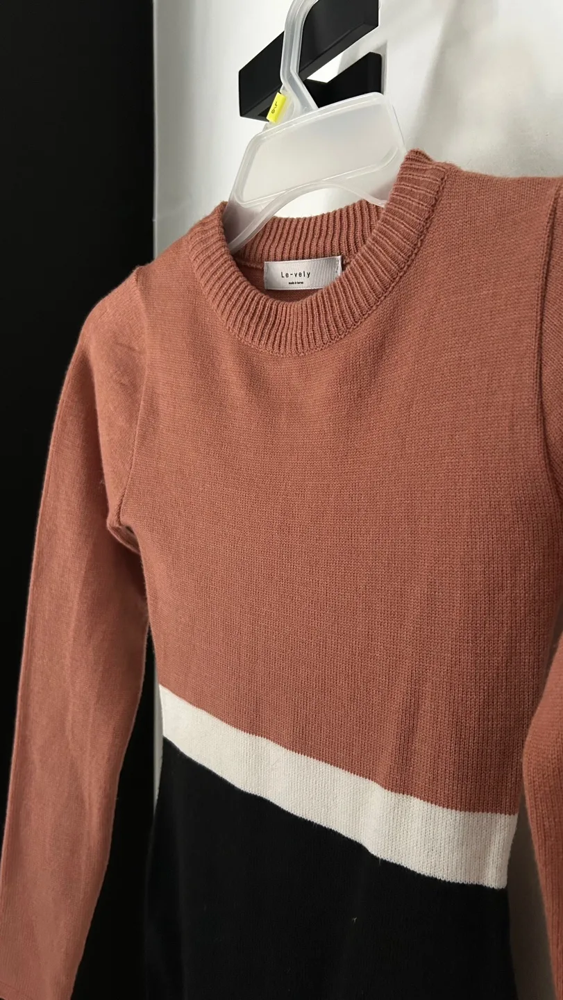 Le-vely Colour Block Knit Sweater Dress XS image indicator(2)