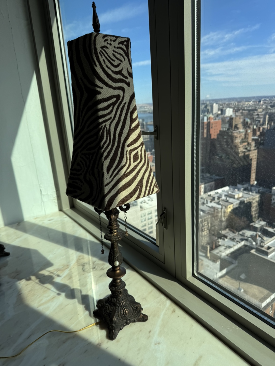 Pair of Ornate Table Lamps with Zebra Print Shades - photo 2