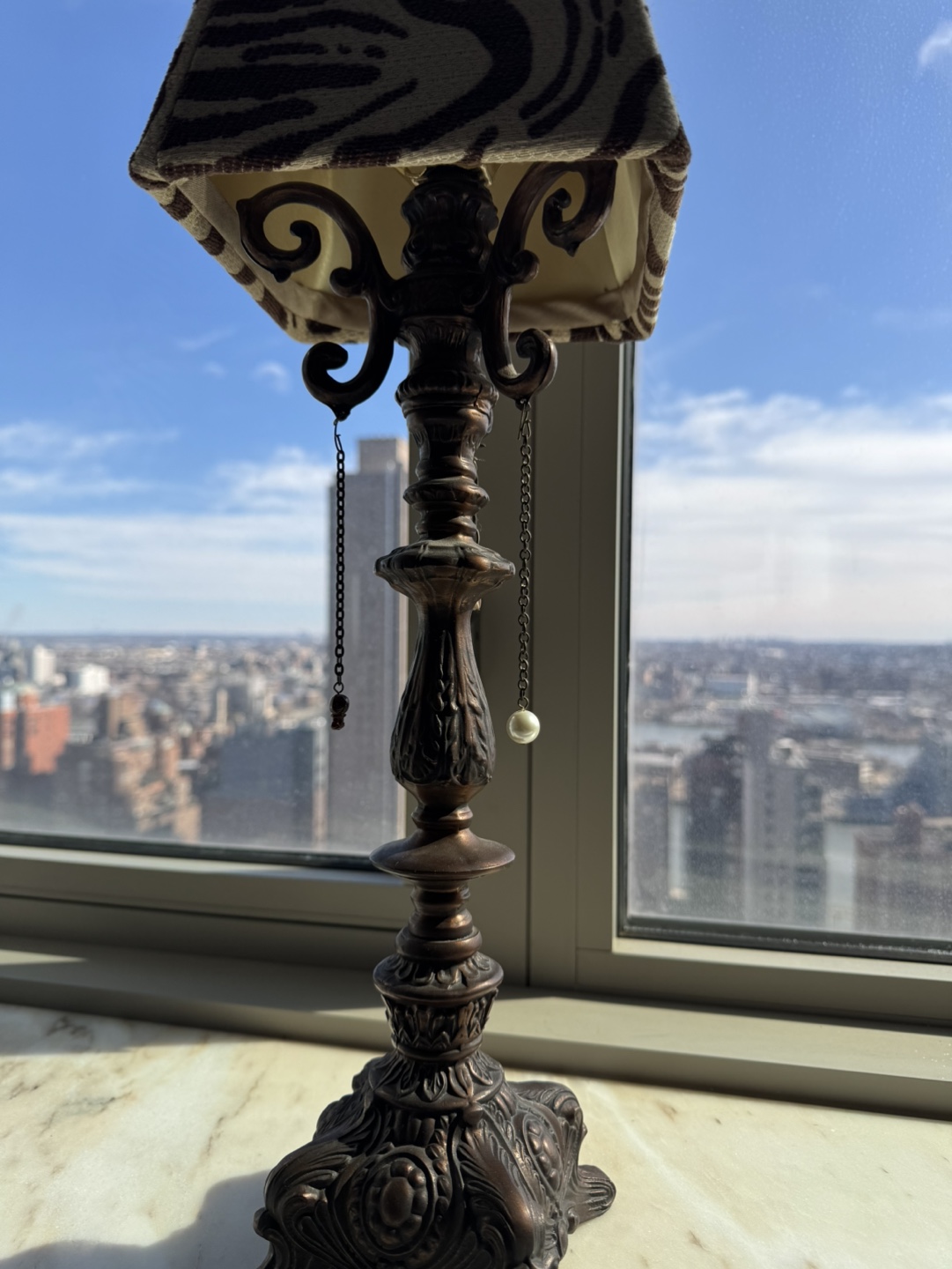 Pair of Ornate Table Lamps with Zebra Print Shades - photo 3