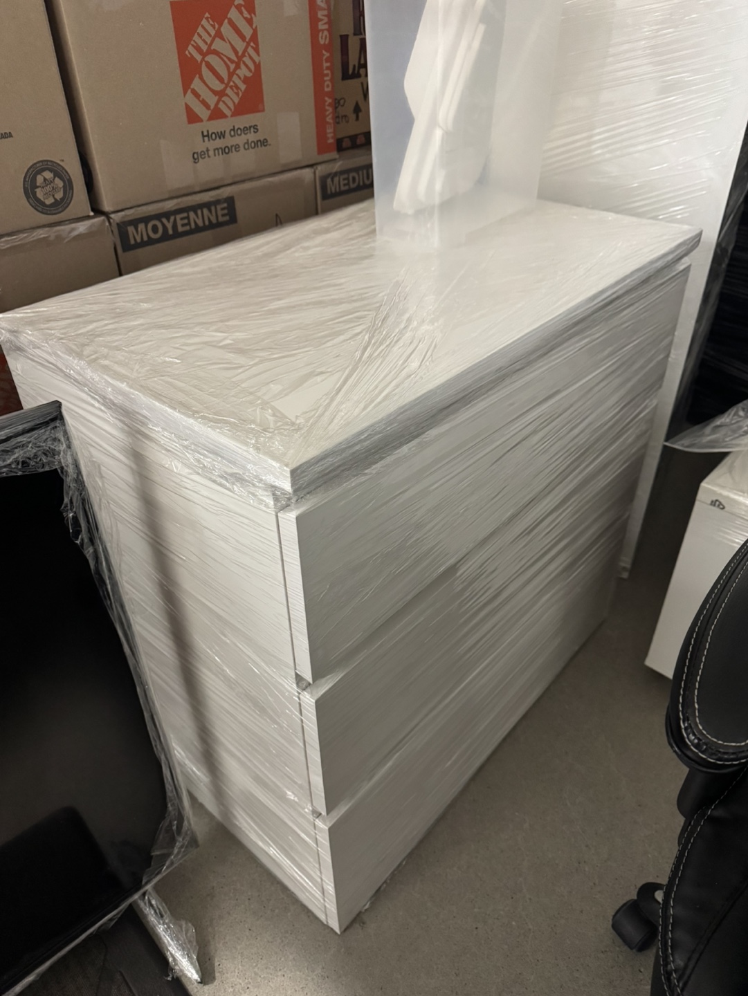 White Three-Drawer Dresser