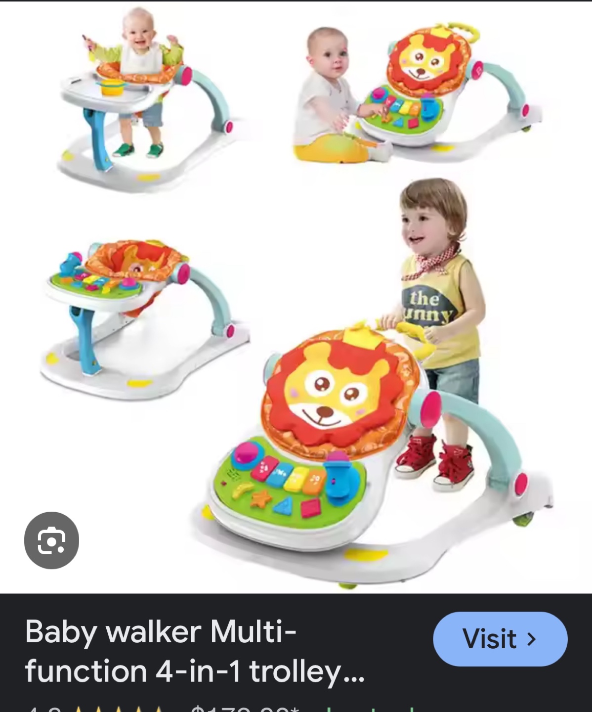 Lion-themed 4-in-1 Baby Walker Trolley