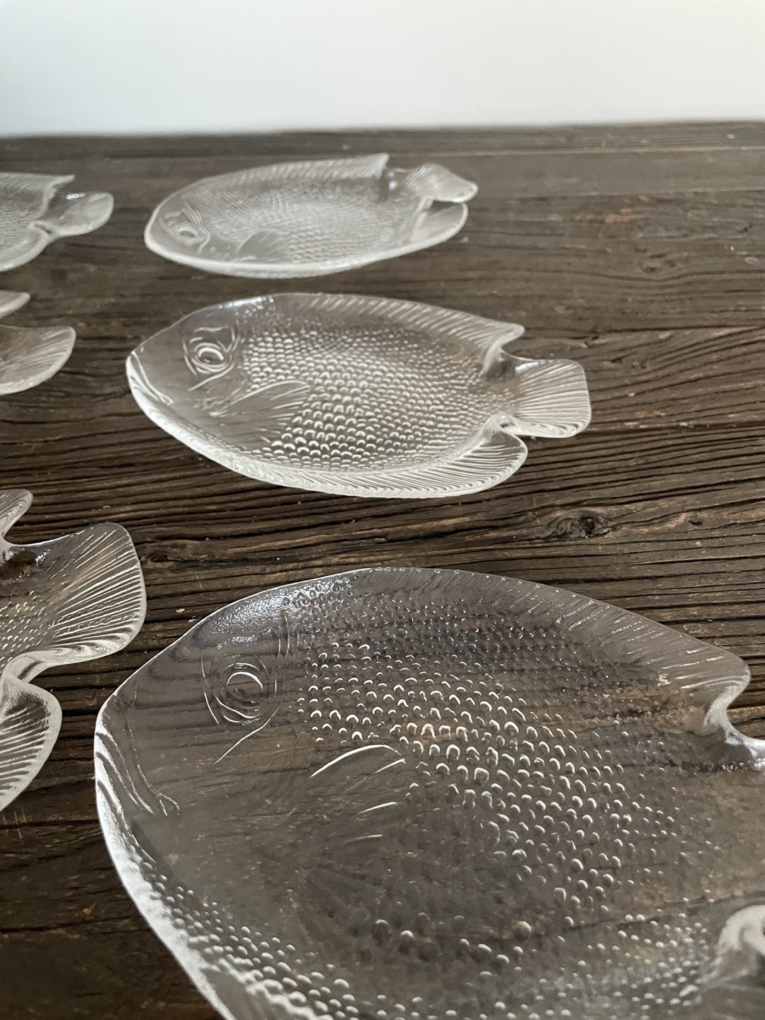 Vintage Glass Fish Shaped Plates Set of 6
