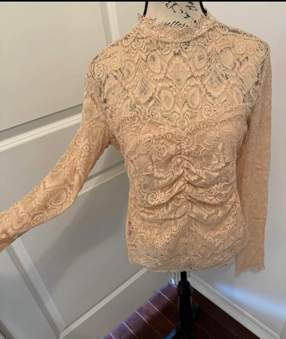 Gorgeous Blush  Lace Long Sleeve Blouse thumbnail