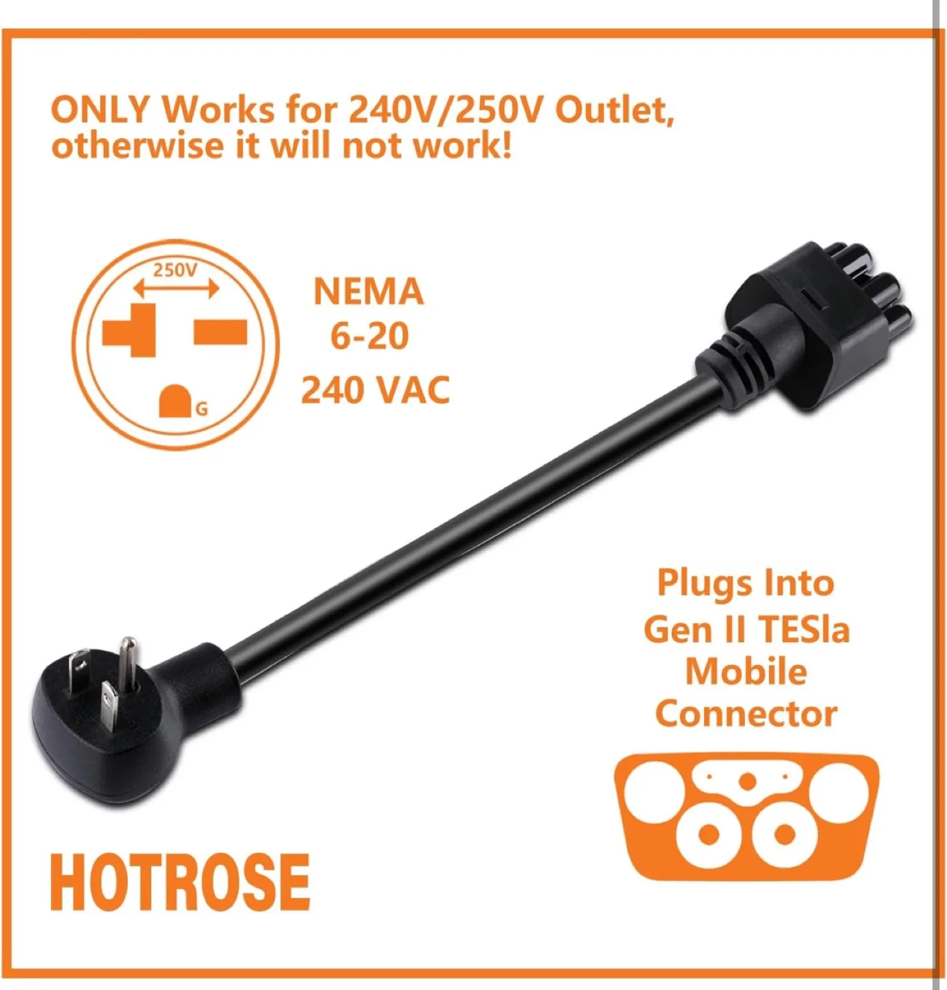 HOTROSE Tesla Mobile Connector Extension Cable - 46cm image indicator(5)