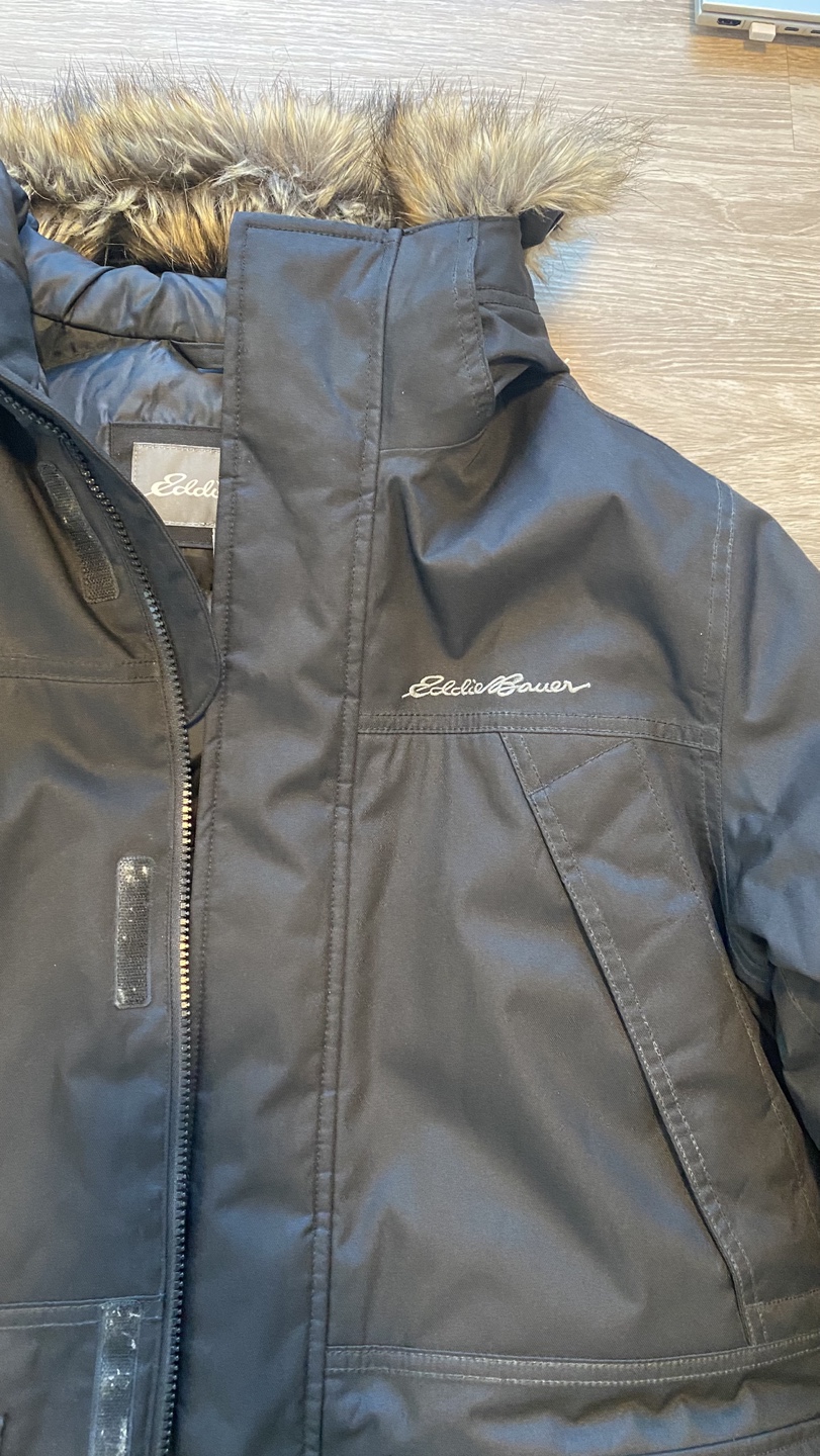 Eddie Bauer Men's Black Parka with Faux Fur Trim - photo 2