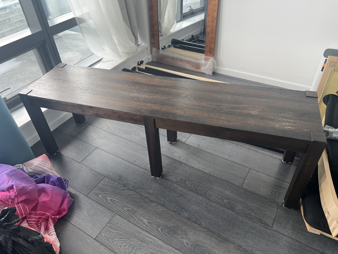 Dark Brown Solid Wooden Bench for TV or other use