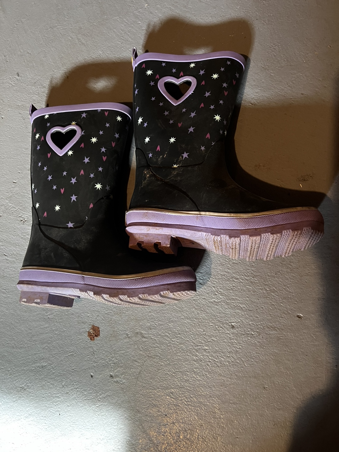 Kids' Rain Boots, Size 1, Stars and Hearts